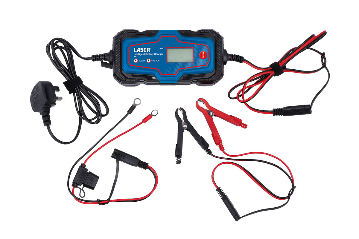 Laser Tools Intelligent 6V & 12V Battery Charger 4A Fully Automatic