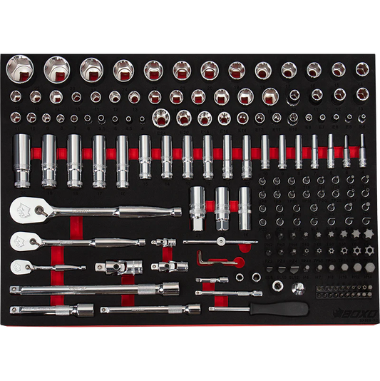 1/4" 3/8"& 1/2" Master Socket Set In Foam Tray