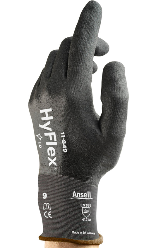 Ansell Hyflex 11-849 Cut Resistant Fully Dipped Nitrile Coated Gloves QTY 12 Pairs