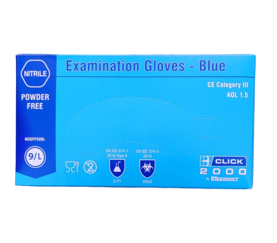 Blue Nitrile Medical Grade Gloves QTY 100