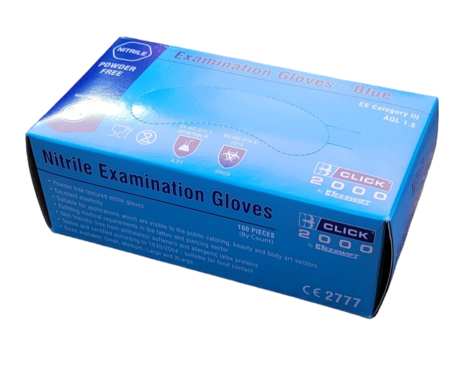 Blue Nitrile Medical Grade Gloves QTY 100