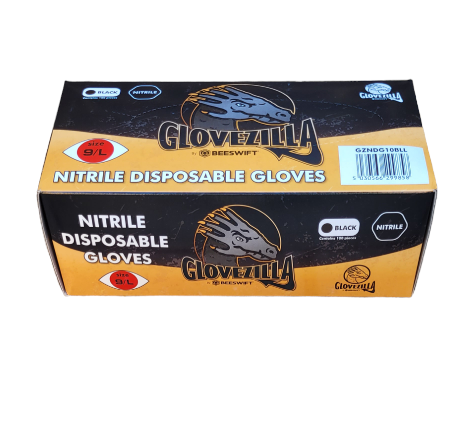 GLOVEZILLA - The Ultimate Black Nitrile Work Glove for Heavy Duty Protection QTY 100