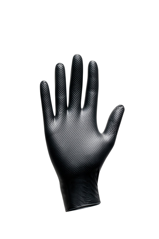 black nitrile gloves diamond textured 