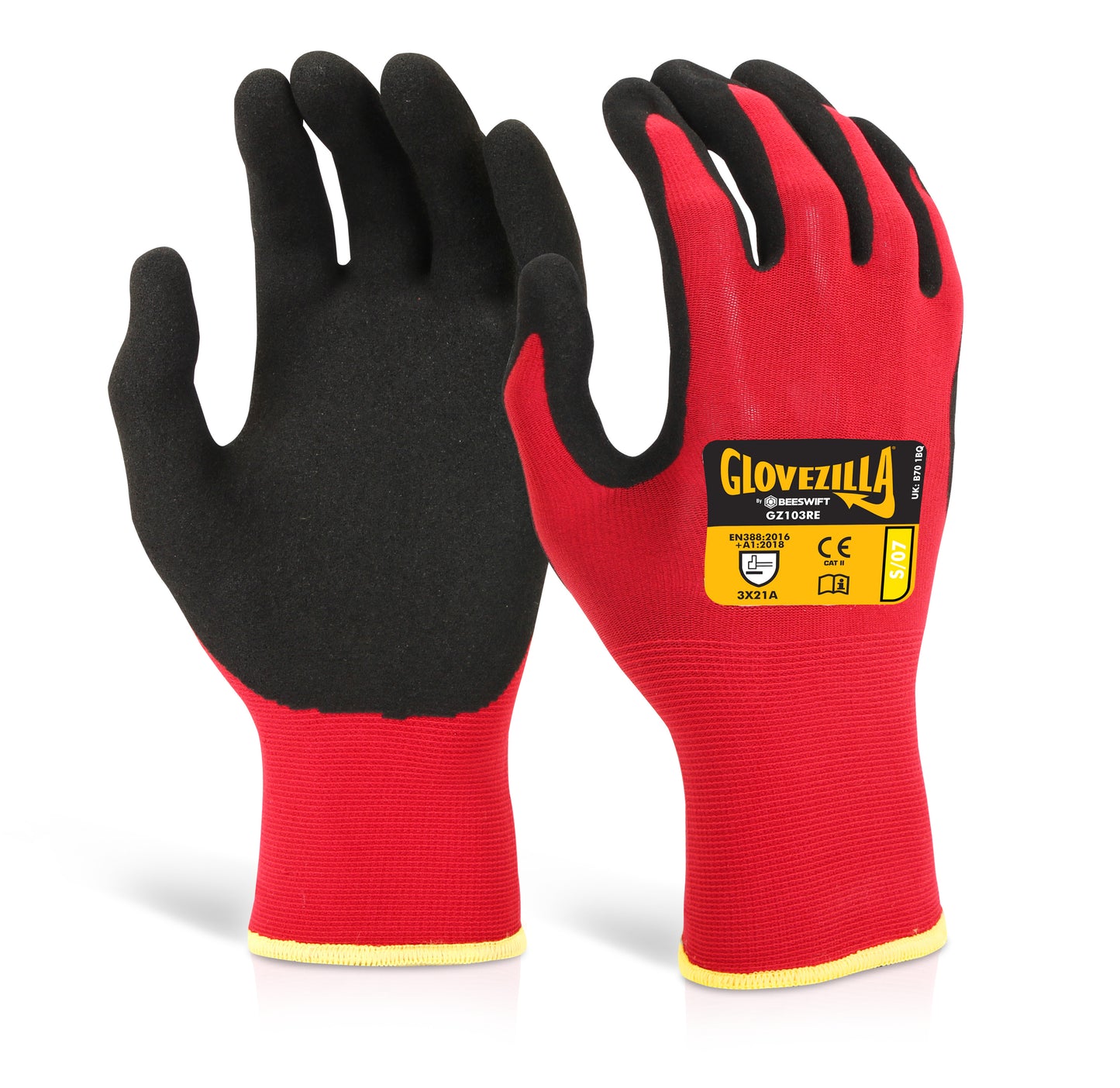 GLOVEZILLA Single Coated Nitrile Nylon Glove QTY 10 Pairs